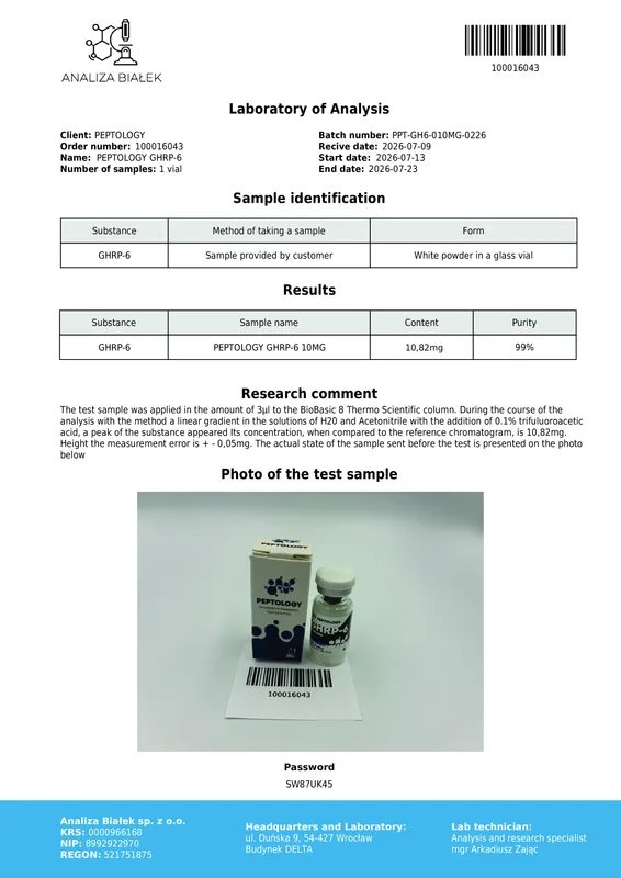 GHRP-6 10 mg – Mimético da grelina (agonista de GHS-R1a) – imagem 2