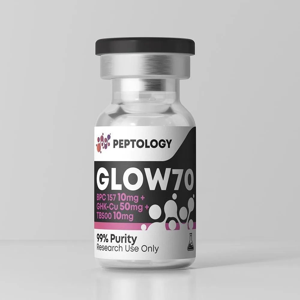 GLOW70 – Mistura de BPC-157 10 mg, GHK-Cu 50 mg e TB500 10 mg