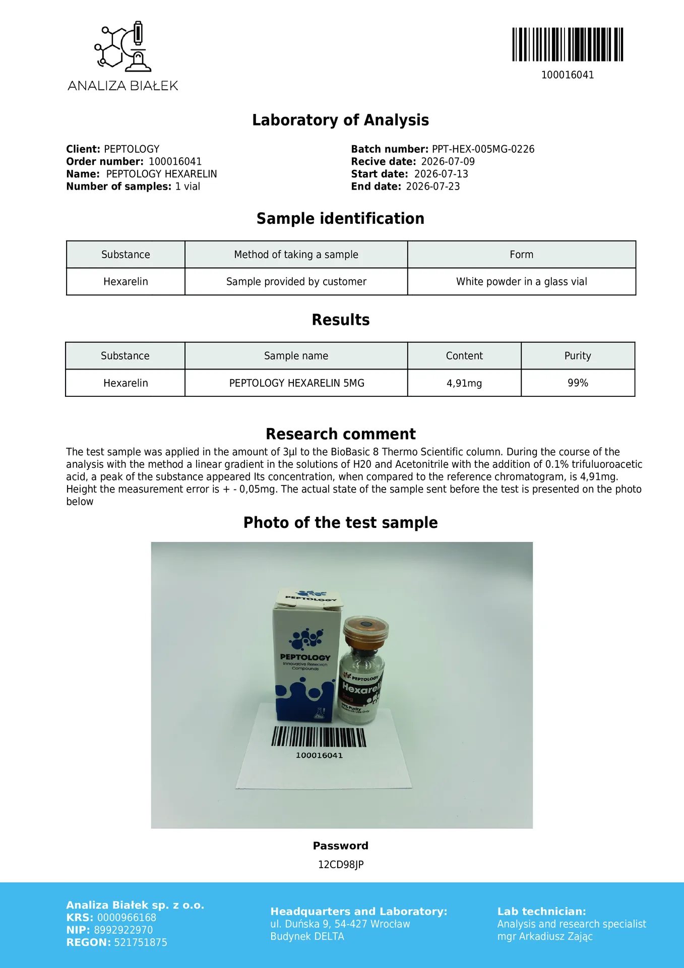 Hexarelin 5 mg – Secretagogo de GH (agonista de GHS-R1a) para investigação – imagem 2
