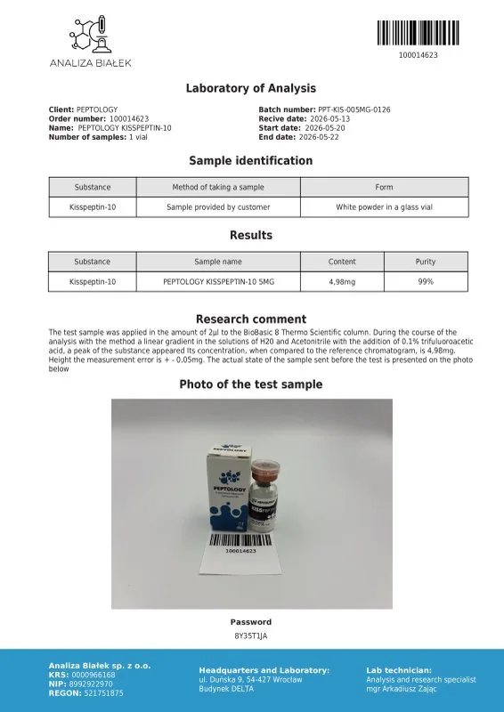 Kisspeptin-10 5 mg/10 mg – Regulador peptídico do eixo hormonal (estimulador da GnRH) – imagem 2