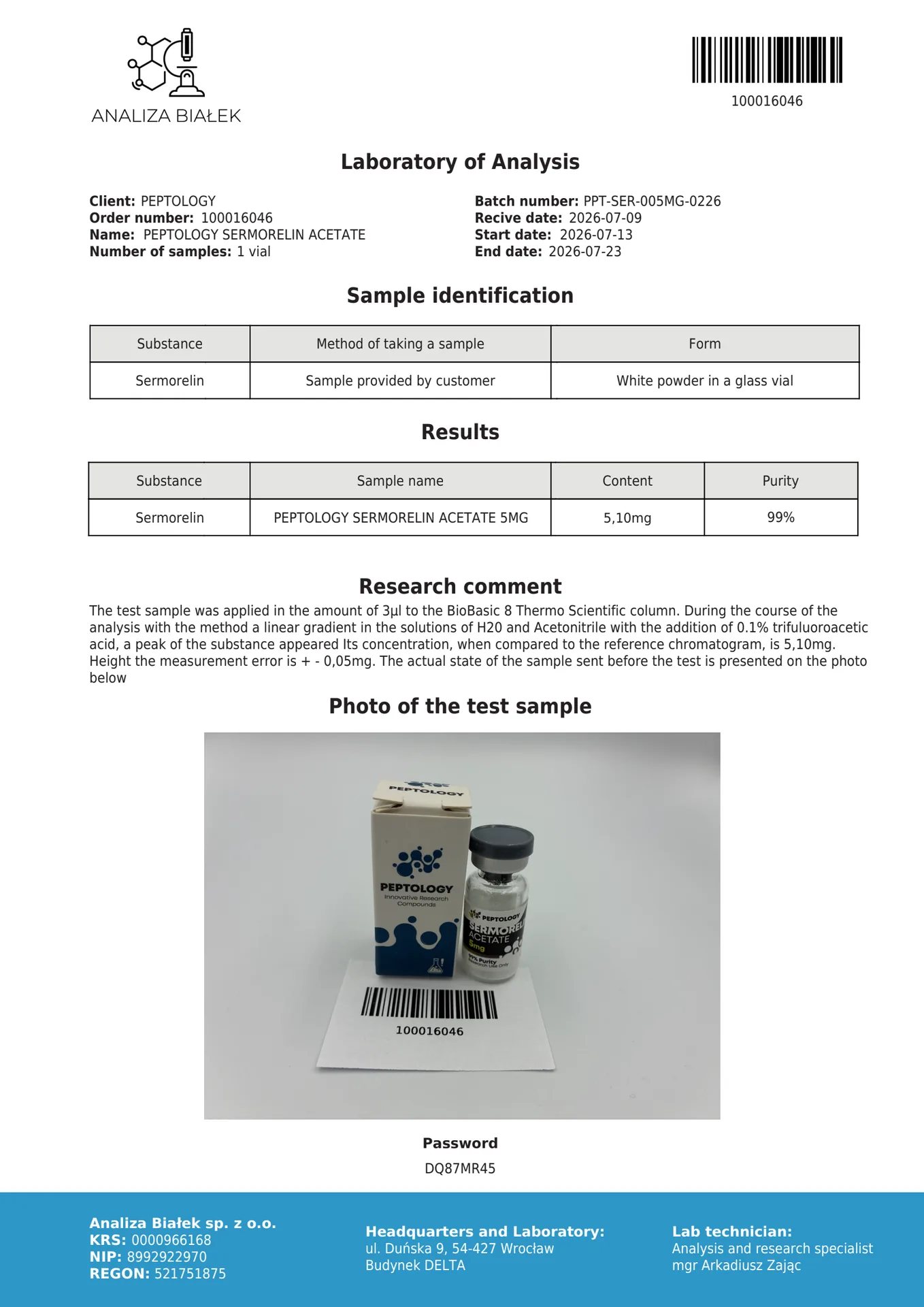 Acetato de Sermorelin 5 mg – Estimulador da hormona do crescimento (GHRH) – imagem 2