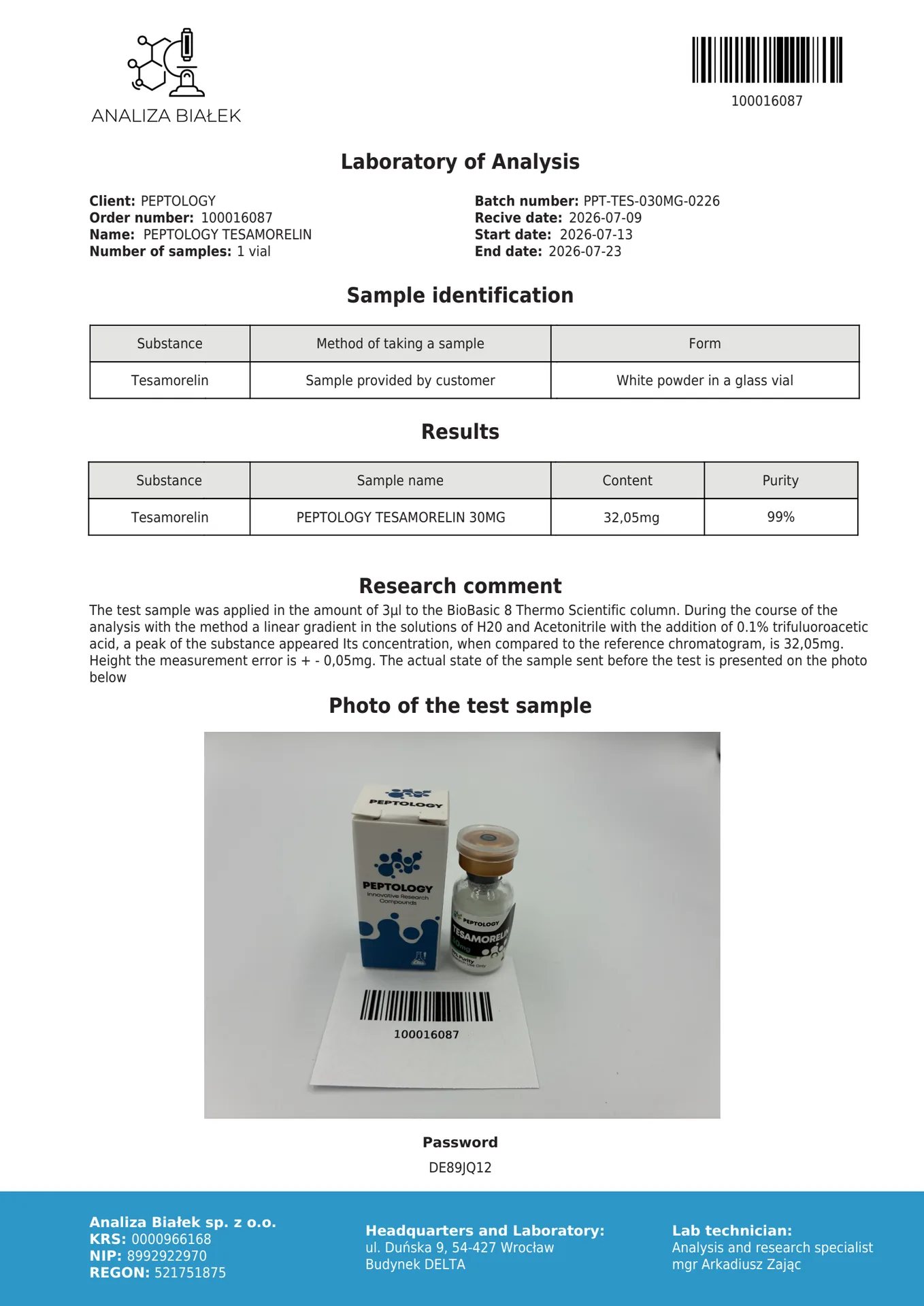Tesamorelin 10mg/30mg – Análogo da GHRH para investigação laboratorial – imagem 3