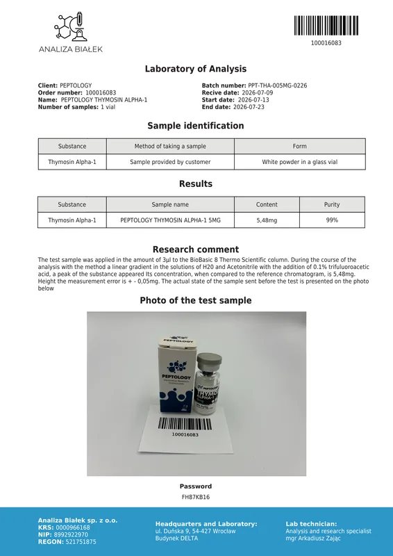 Thymosin Alpha-1 5 mg / 10mg – Péptido tímico (timalfasina) – imagem 2